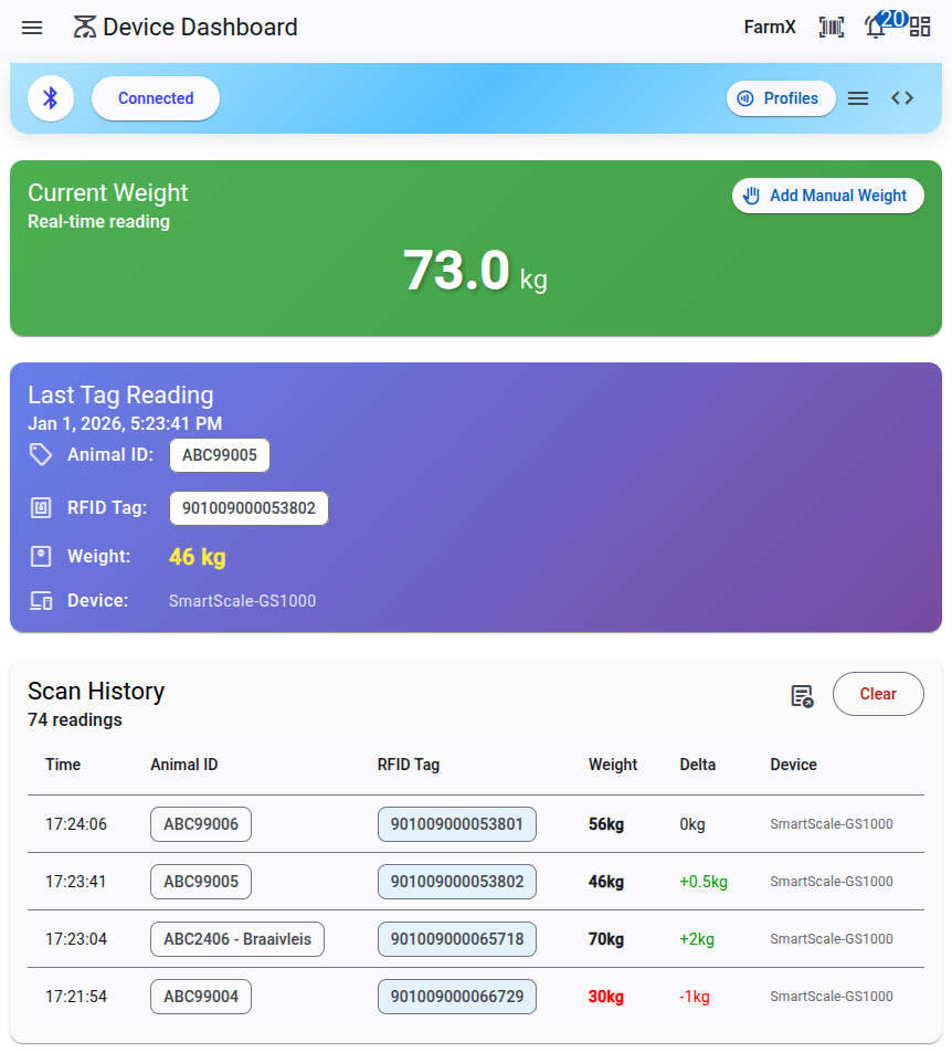 Smart Scale App Interface